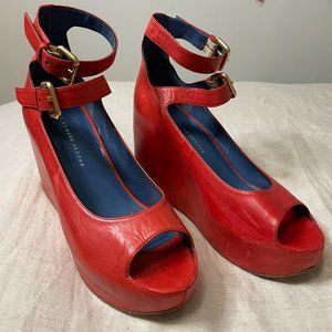 Marc by Marc Jacobs Red Double Ankle Strap Platforms, size 10